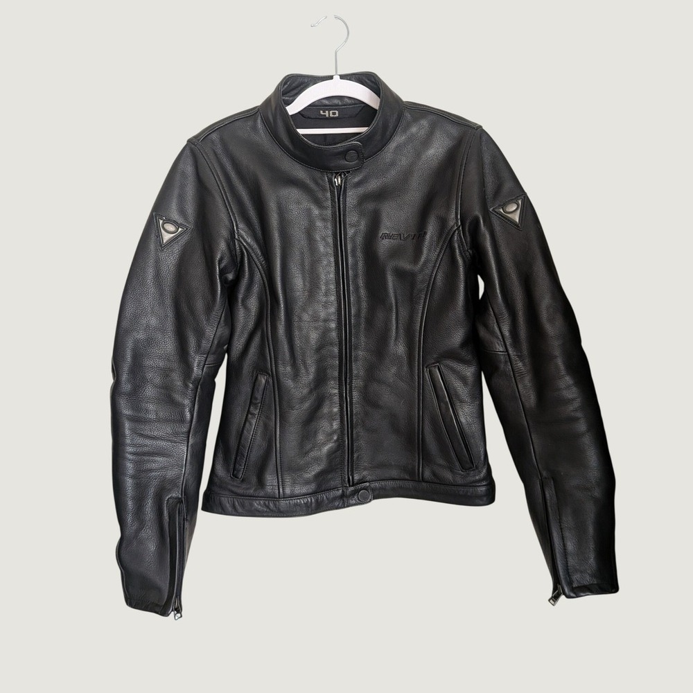 REV'IT! ROSA Ladies Black Leather Motorcycle Jacket Protective Size 40/Small